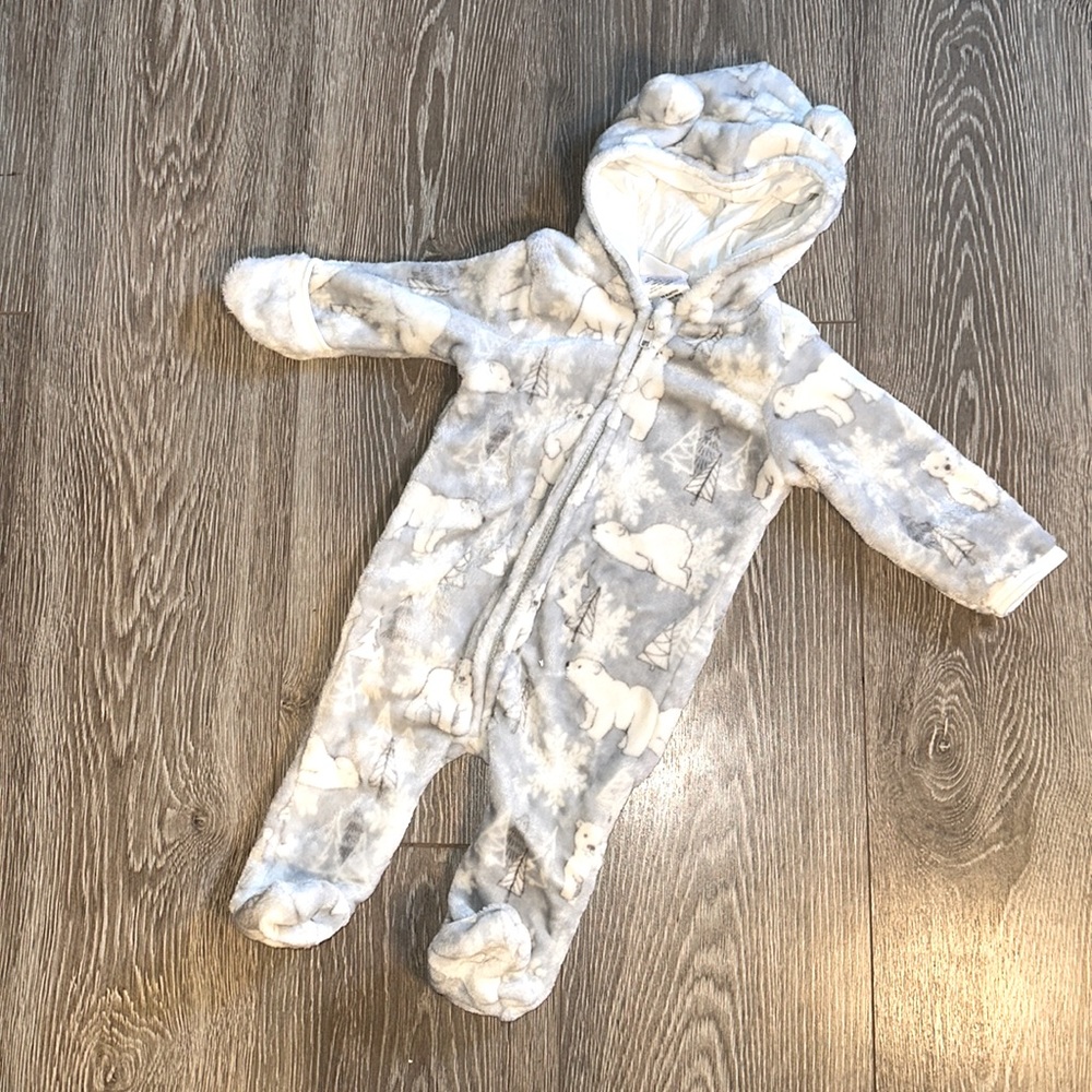 Adorable Zip Up Warm and Fuzzy Polar Bear Onesie